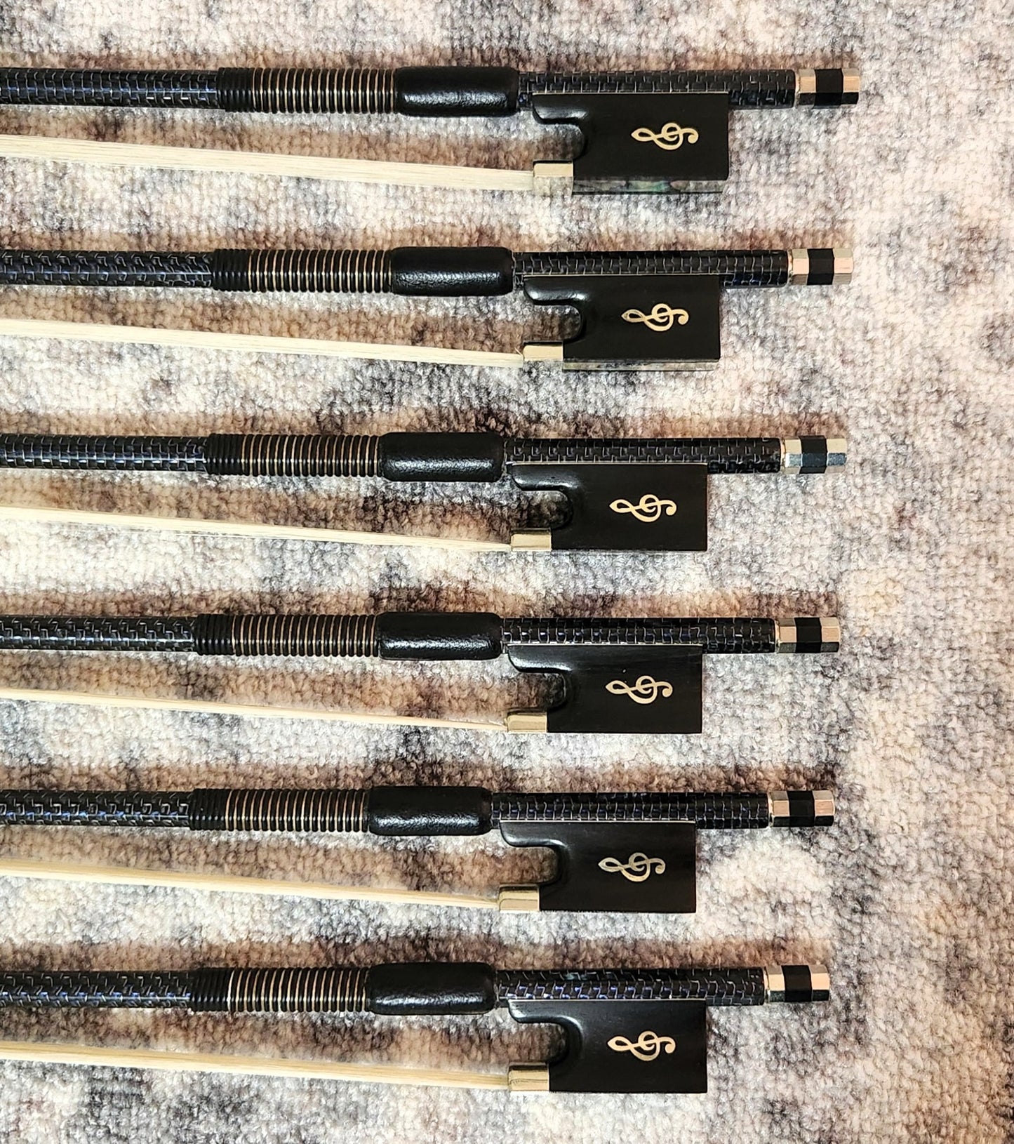 Woven Carbon Fiber Violin Bow - Inlaid Treble Clef