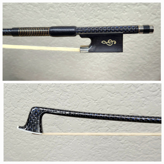 Woven Carbon Fiber Violin Bow - Inlaid Treble Clef